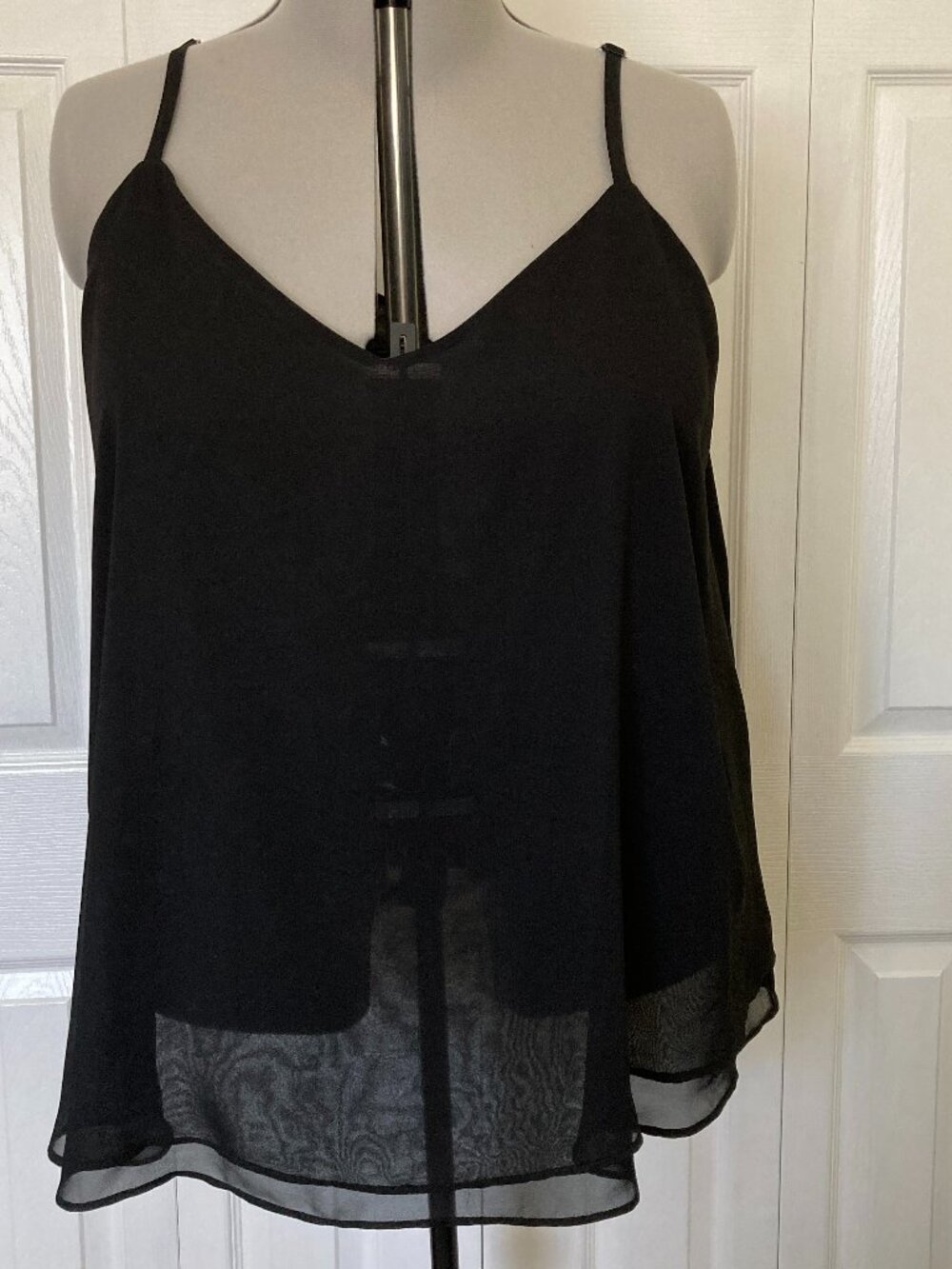 Torrid 2-Layer V-Neck Black Spaghetti Strap Cami Blouse 3